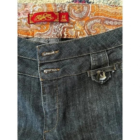 One 5 One Women's Awomens Double Waist Button Dark Denim Jeans Size 14 - Picture 4 of 4